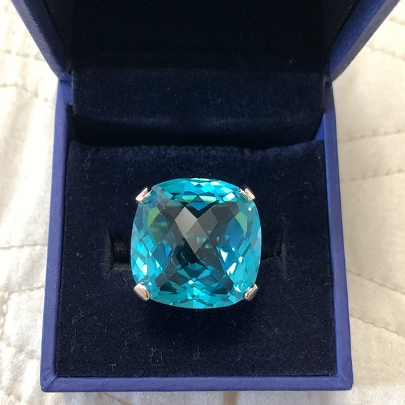 Genuine Swarovski Crystal Blue cocktail ring: Merlin size 7 (size 55) - Picture 2 of 14